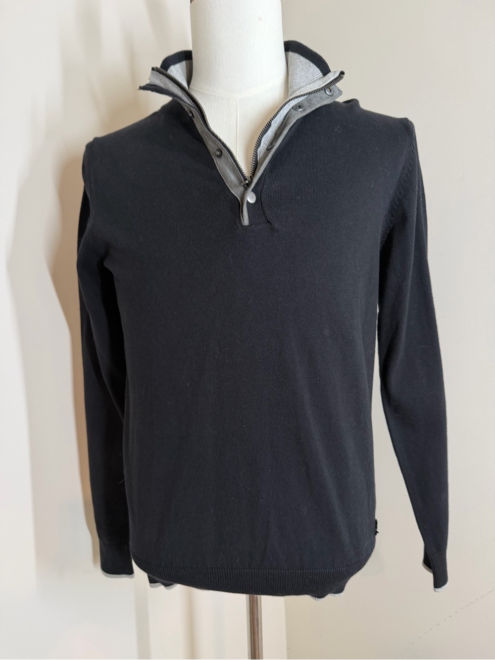 NWT! Fresh Brand Men’s Black Long Sleeve - S- Soft Knit Pullover Sweater